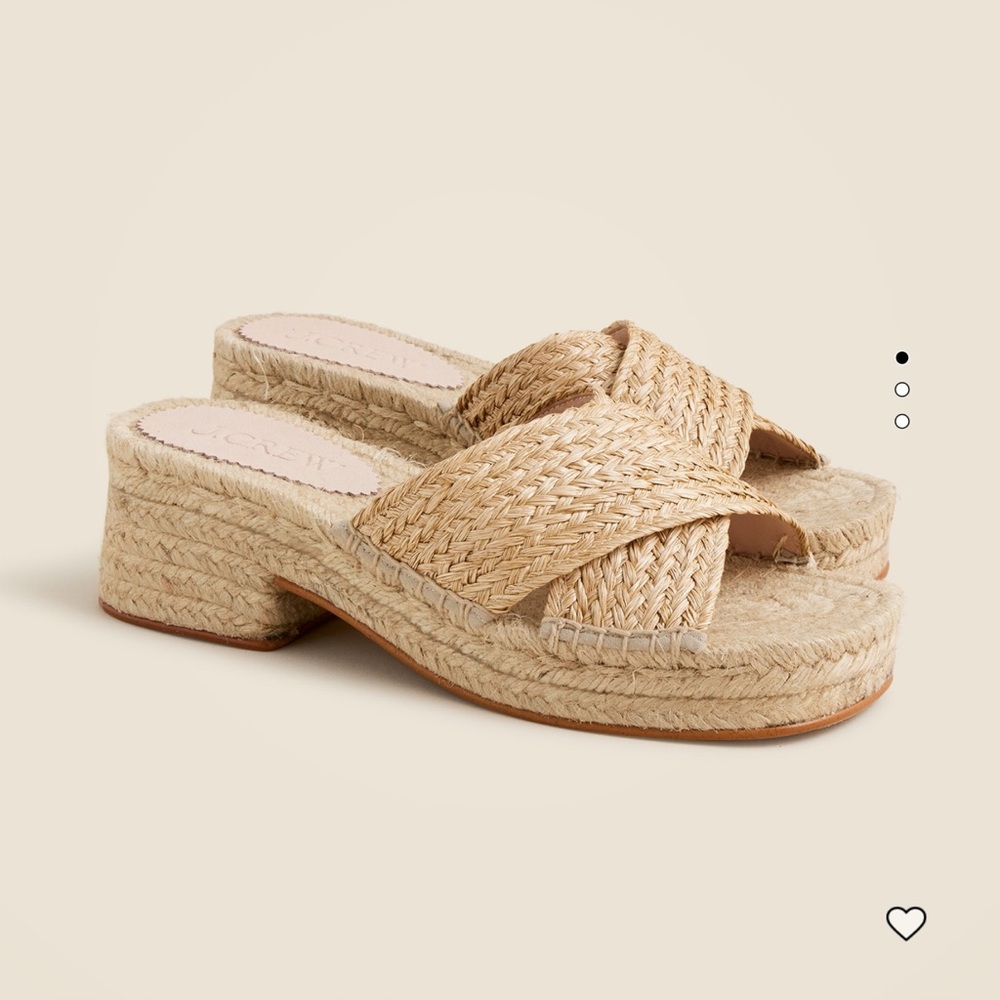 J. Crew Made-in-Spain block-heel espadrilles in faux raffia
